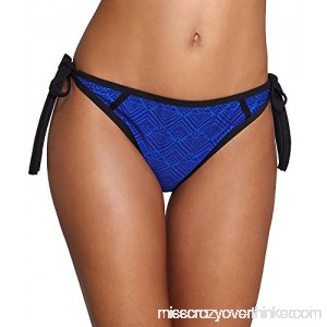 Cleo by Panache Women's Gigi Tie Side Bikini Bottom Blue Black B01NAQJTLY